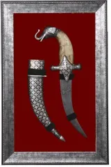 Framed Decorative dagger on red background without glass (a106)