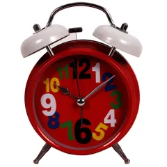 Classic Table Alarm Clock with push button Light, Red Color (10267)