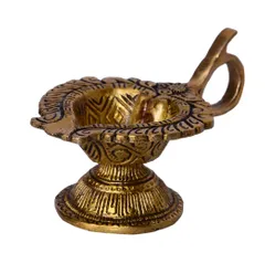 Brass Diya Deepak Oil Lamp Holder for Hindu Religious Worship Aarti/Pujaa/Hawan (10387)