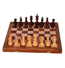 Chess Set with Finely Carved Heavy-set Wooden Pieces and Wooden Board in Large Size "Royal Splendor (10405)