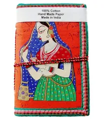 Handmade Paper diary with handpainted Rajasthani woman (10406)