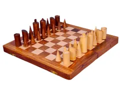 Wooden Chess Set with Modernist Design Pieces "Euclid's Grid" (10411)