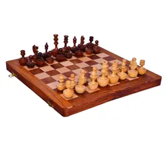 Wooden Chess Set with Unique Self-erecting Design Pieces "Always Up" (10413)