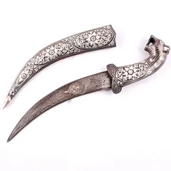 Koftgiri work decorative Dagger with Tiger Head (a111)