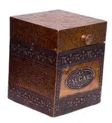 Handmade Wooden Box covered with brass sheet "Sugar" (10486)