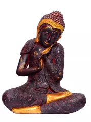 Polyresin Unusual Pose "Pensive Mood" Big Buddha Statue (10493)