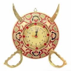 Decorative Dhal Talwar with Wall clock 26 cm diameter (10495)