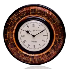 Wall Clock 'Brown Magic'' - Mosaic of Glistening Brown Crystal Pieces set in Wood Frame for a Magical Effect | Size: 1212 inches  (10553)