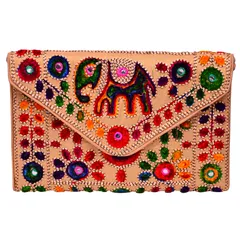 Rich Indian Handwork with Elephant Motifs Cotton Handbags (10606)