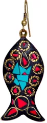 Brass Dangle Earrings With Artistic Mosaic Stonework Partwear Jewelery (30064)
