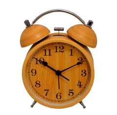Table Alarm Clock with Ringing Bell and Back Light: Fibre Made, Wood Feel (10900)