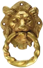 Brass Metal Door Knocker: Antique Design Royal Lion Handle (11020)