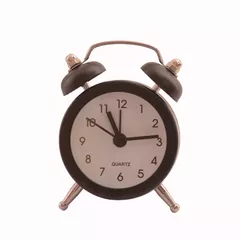 Small Table Alarm Clock with Ringing Bell: Small Portable Size, Black Color (11025)