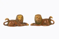 Brass Pair of Lion Statues Showpieces for office/study Table, Fengshui Significance (11048)