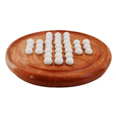 Wooden Solitaire Game Board With Resin Marbles: Unique Gift For Kids Or Adults (11282)