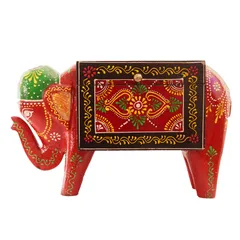 Wooden Trinket Box 'Festive Elephant': Unique Handpainted Box With Lid�(11286)