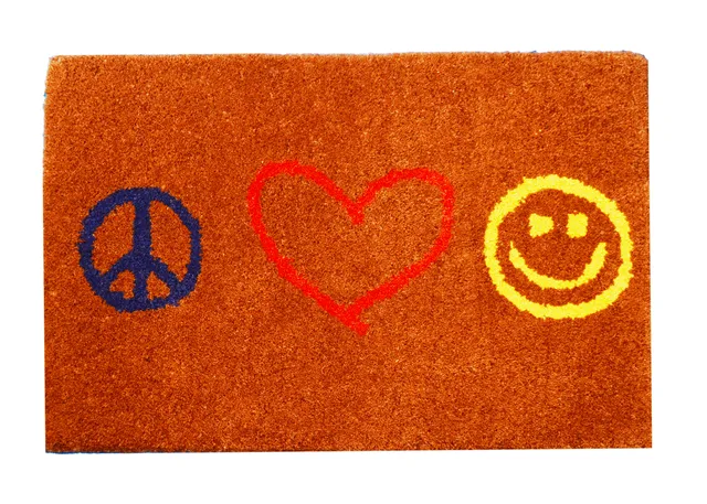 Handwoven Doormat 'Peace Love Joy': Thick, Soft, Non-skid Floor Carpet Rug (11311a)