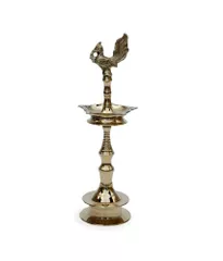 Brass Oil Lamp Kuthu Vilakku Diya: Inauguration Deepak Peacock Design 16 inches (11314)