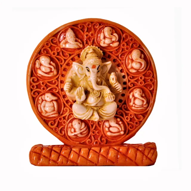 Ashta-vinayaka Ganesha Statue for Car Dashboard, Home Temple or Office Table (11375)