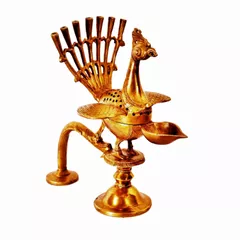 Brass Oil Lamp Kuthu Vilakku for Diya-Dhoop-Agarbatti in Majestic Design : Rare Antique Peacock Form Collectible Temple Decor (11394)