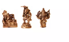 Rare Miniature Statue Set Ganesha in 3 Different Poses, Unique Collectible Gift (11406)