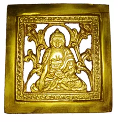 Brass Wall Hanging Plaque Gautam Buddha: Dokra Craft Tribal Art Decor Statue (11439)