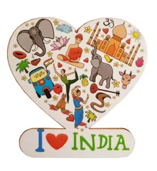 Wooden Fridge Magnet: India, My Love (11465)