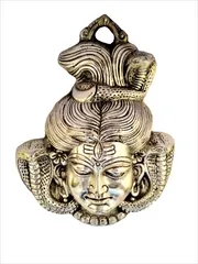 Metal Statue Lord Shiva: Silver Finish Wall Hanging for Doors, Entrance, Temple, Walls (11550)