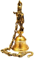 Brass Hanging Bell Lord Krishna: Deep Resonating Sound (11578)