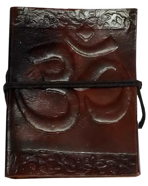 Leather Diary 'Sacred Om': Handmade Paper Travel Journal Pocket Notebook (11711)