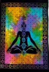 Cotton Wall Poster Beach Throw 'Seven Chakras': Bohemian Wall Hanging Tapestry (20023)