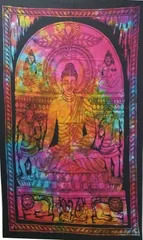 Cotton Wall Poster Beach Throw 'Meditating Buddha': Bohemian Wall Hanging Tapestry (20024)