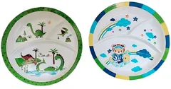 Plastic Plates 'Wild Forest': Set of 2 Dinner Plates for Children; Unique Birthday Return Gift (11714e)