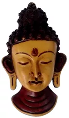 Resin Idol Lord Buddha: Wall Hanging Stone Finish Mask (11803)