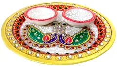 Marble Puja Thali Set: Home Temple Decorative Platter (11893)