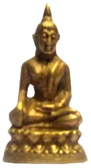Rare Miniature Brass Idol Meditating Buddha: Unique Collectible Gold Finish Statue (11899)