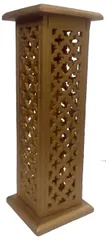 Wooden Tower Incense & Myrrh Holder: Handcarved Stand for Dhoop Loban & Agarbatti (11943)