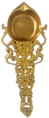 Brass Aarti Grand Hawan Spoon: Parrot Design Vintage Table Decor (11968)
