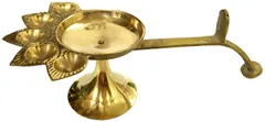 Brass Oil Lamp 5-Lights Deepam: Antique Handheld Diya for Festival Aarti Puja (11912)