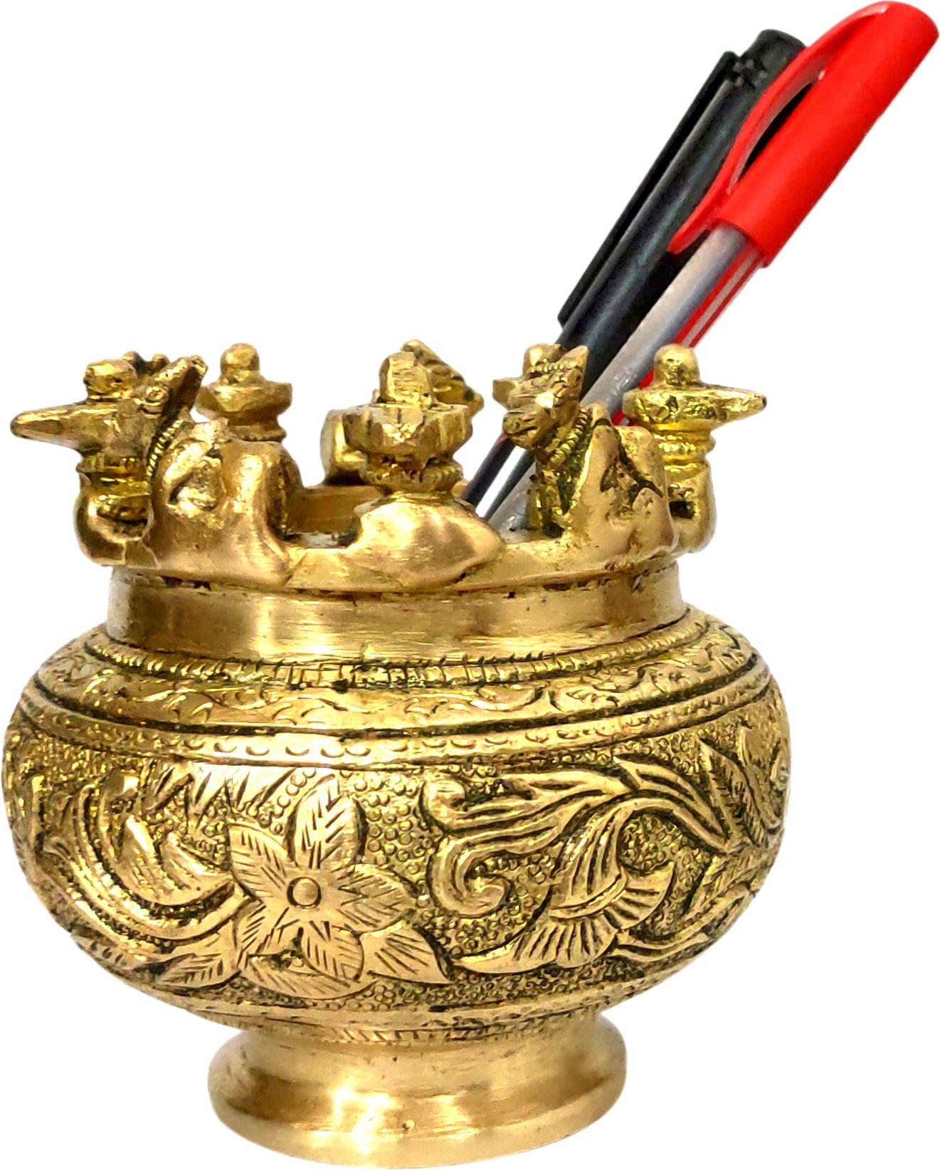 Purpledip India Tradition Gift Hamper Brass Ganesha With Turquoise Stonework In Classy Pack