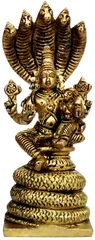 Brass Statue Vishnu-Lakshmi (Laxminarayana) on Shashnag: Rare Collectibe Statue (12067)