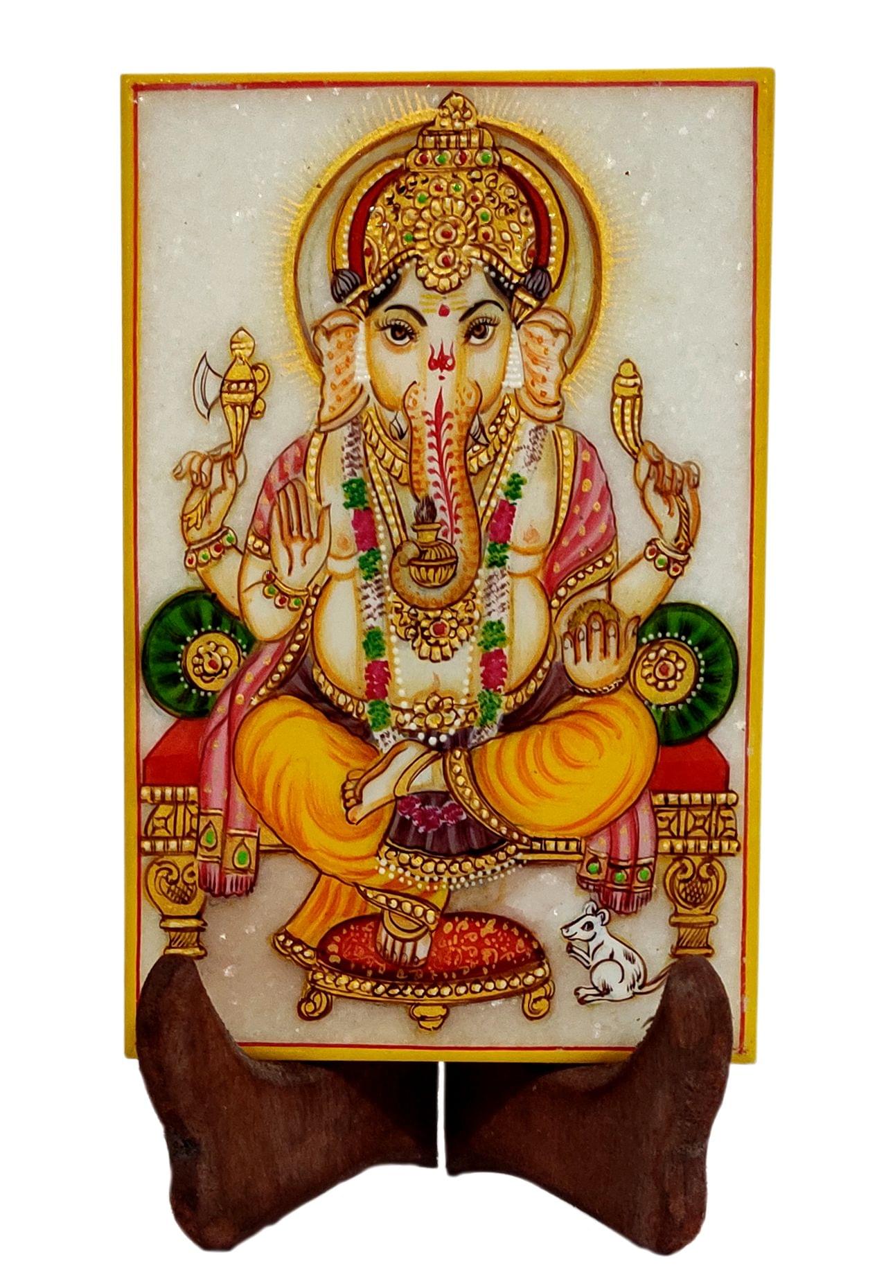 Hindu Idol for Any New Beginnings 11659 Purpledip Resin Wall Hanging Om-Ganesha 