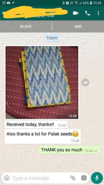 Received today, Thanks!!.. Also thanks a lot for palak seeds. - Reviewed on 23-Feb-2019
