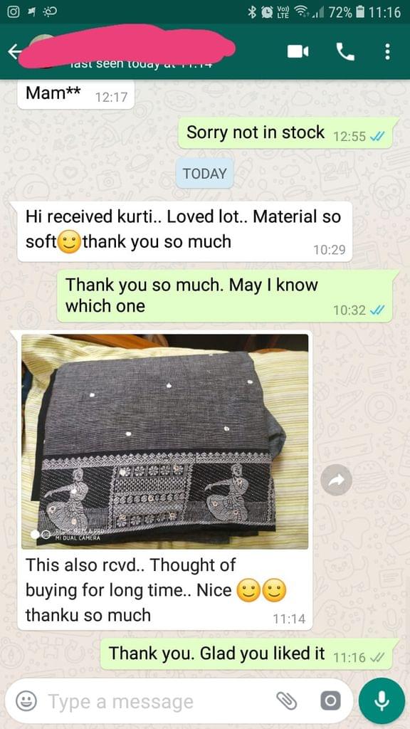 I received kurti... Loved lot... Material so soft... Thank you so much... This also received... Thought of buying for long time... Nice thank you so much. -Reviewed on 11-April-2019