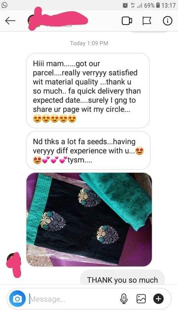 I got your parcel... Really very very satisfied with material quality... Thank you so much... For quick delivery than expected date... Surely i going to share your page with my circle... And thanks a lot for seeds... Having very very diff experience with you thank you so much. -Reviewed on 24-April-2019