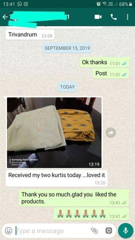 Received my two kurtis today. Loved it. -Reviewed on 18-Sep-2019