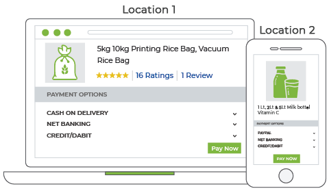 Checkout page of hyperlocal ecommerce store selling rice & offering multiple payment options.