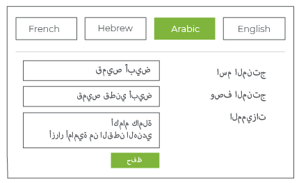 An online store's form displaying content in RTL language powered by StoreHippo multilingual solution.