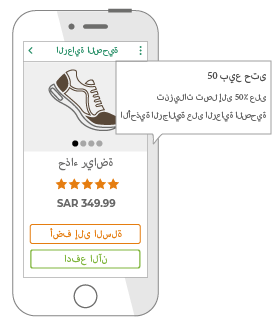 StoreHippo powered online store's mobile app notification customized in RTL language.