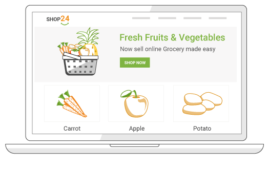 Homepage of an online grocery store depicting horizontal hyperlocal marketplace powered by StoreHippo q commerce solution